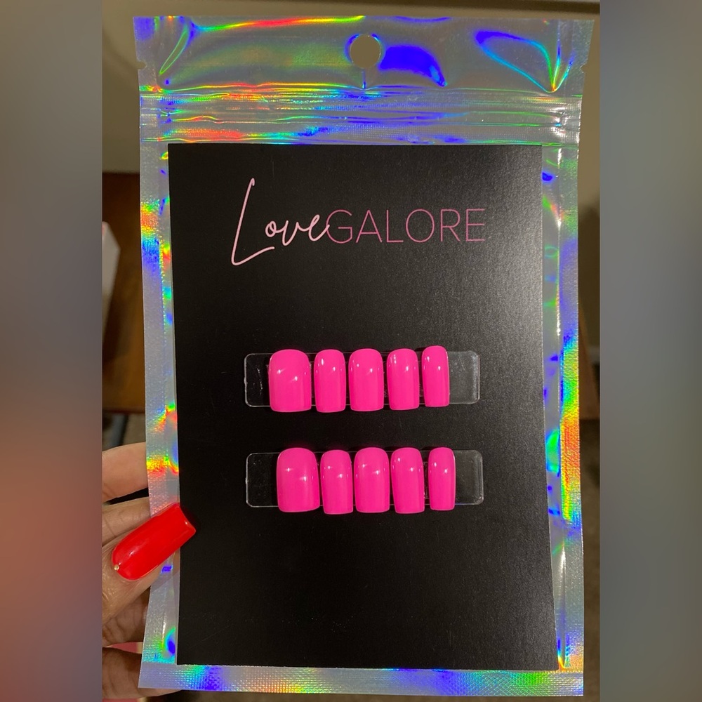 Handcrafted Pink Short Square Press On Nails- Love Galore